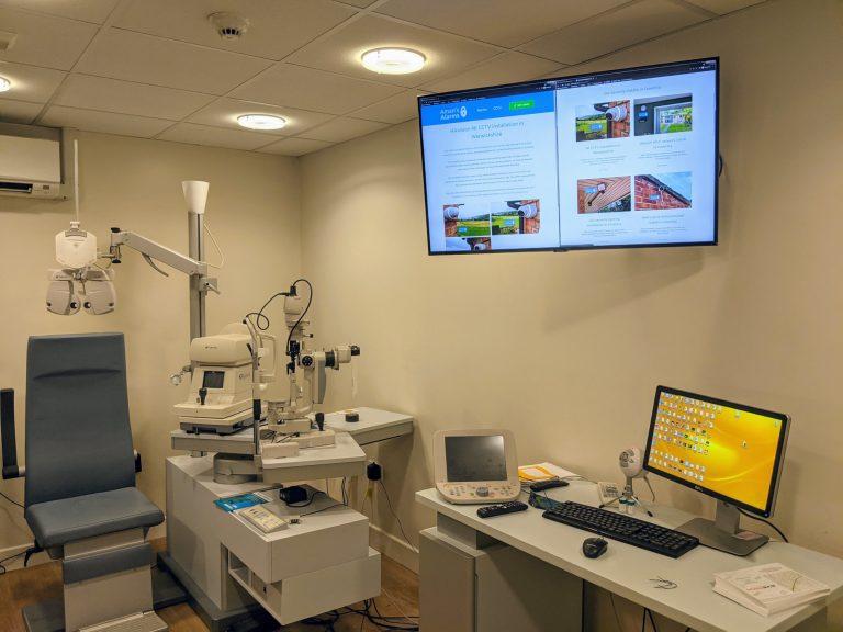 Wall mounted TV for optician in Coventry